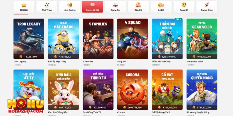 Kho game nổ hũ đang dạng chủ đề